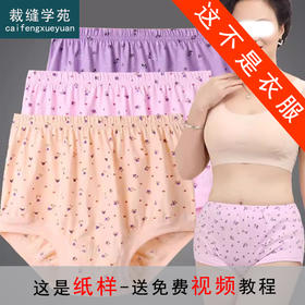裁缝学苑AS186中老年内裤女高腰大码三角内裤老奶奶裤头版型图纸打板
