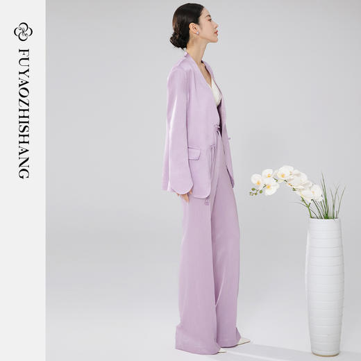 FUYAO扶摇 设计师款中国风优雅气质奶油紫西装盘扣新中式通勤西装 商品图5