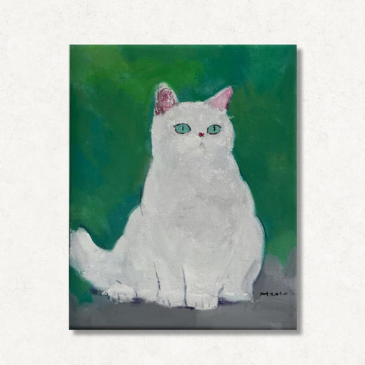 A14 孙洪敏《猫孩子》40*50CM 布面油画 手绘原作  已装框（白色木制）艺术家本人特供 仅有1张现货顺丰包邮 商品图0