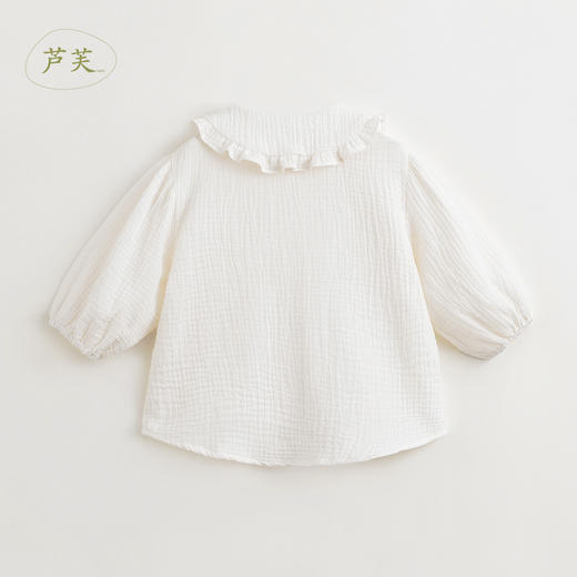 【马克珍妮 芦芙】女童花边领泡泡袖衬衫儿童春装纯棉上衣240172 商品图1