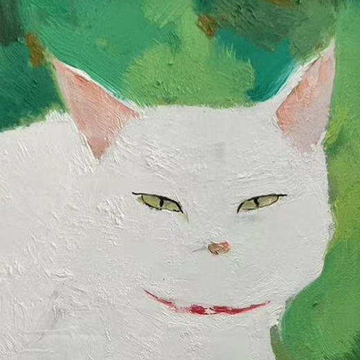 A13 孙洪敏《猫孩子》40*50CM 布面油画 手绘原作  已装框（白色木制）艺术家本人特供 仅有1张现货顺丰包邮 商品图1