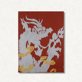 SHM184 孙洪敏《祥龙》40*40CM 布面油画 手绘原作  已装框（白色木制）艺术家本人特供 仅有1张现货顺丰包邮