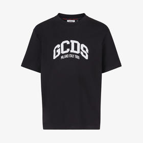 GCDS 男士棉质字母徽标印花圆领短袖T恤 黑色 A1OM2304JB999