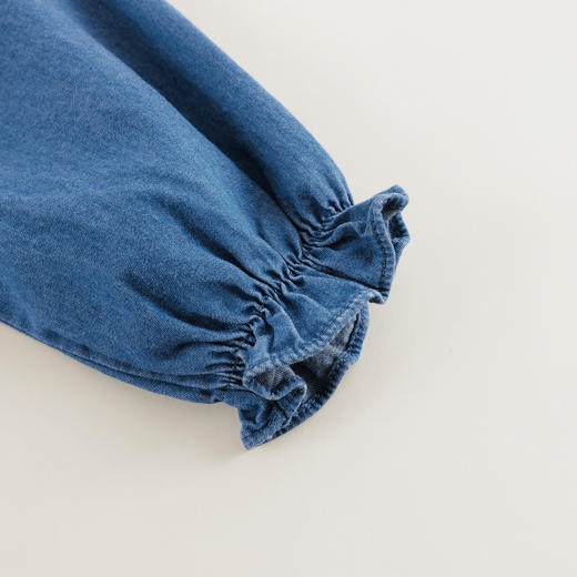 【马克珍妮 芦芙】女童木耳花边牛仔衬衫儿童衬衣春装新款240131 商品图3