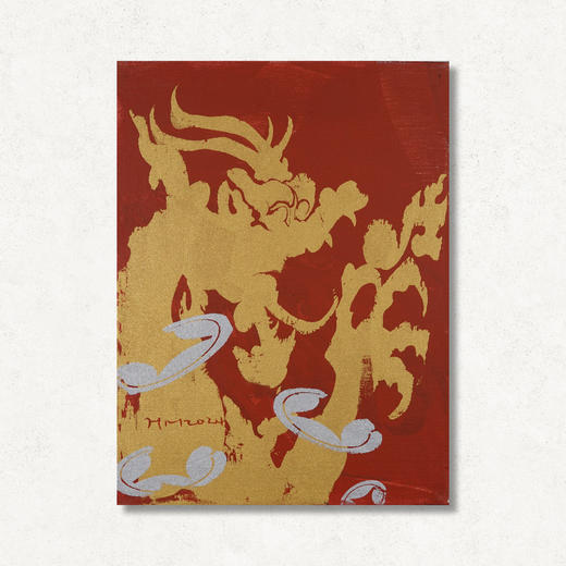 SHM145 孙洪敏《祥龙》40*40CM 布面油画 手绘原作  已装框（白色木制）艺术家本人特供 仅有1张现货顺丰包邮 商品图0