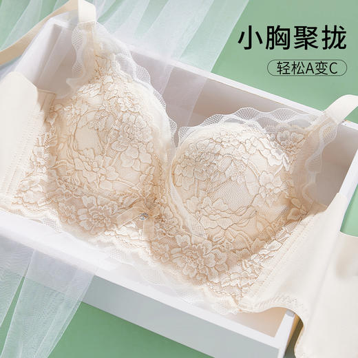雅黛丽内衣女小胸聚拢显大蕾丝文胸无钢圈收副乳防下垂美背胸罩女 商品图1