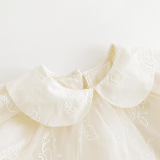 【马克珍妮 芦芙】女童刺绣小花娃娃领网纱连衣裙春装新款240158 商品图2