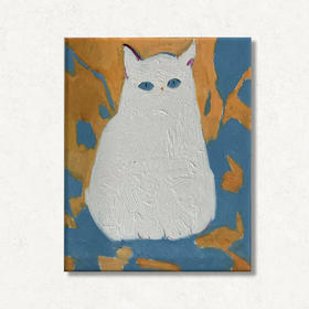 A11 孙洪敏《猫孩子》40*50CM 布面油画 手绘原作  已装框（白色木制）艺术家本人特供 仅有1张现货顺丰包邮