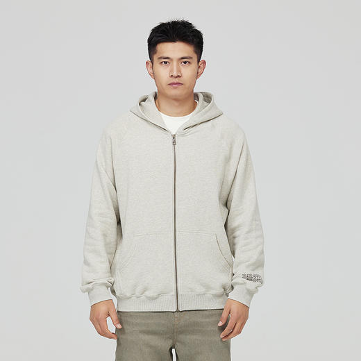 素道天然有机彩棉情侣连帽卫衣 长袖灰色运动服 套头男女同款休闲 商品图1