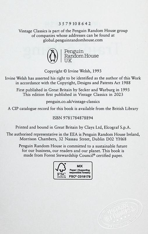 【中商原版】企鹅复古布脊经典系列 埃文 威尔斯 猜火车 Trainspotting 英文原版 Irvine Welsh 现当代文学 商品图4