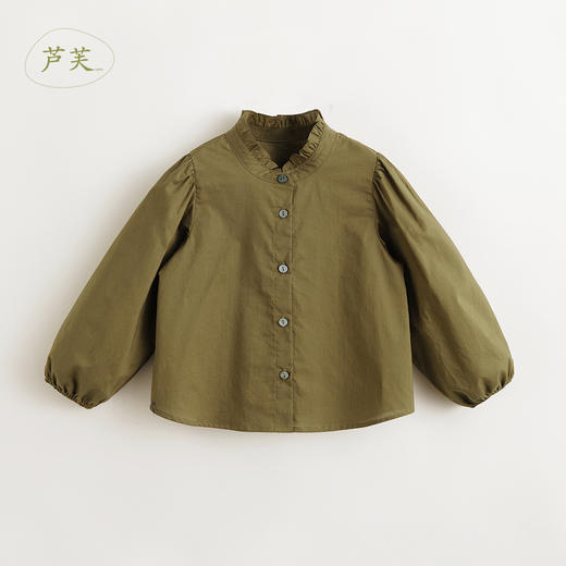 【马克珍妮 芦芙】春装新款 女童纯棉花边小立领纯色衬衫 240570 商品图2