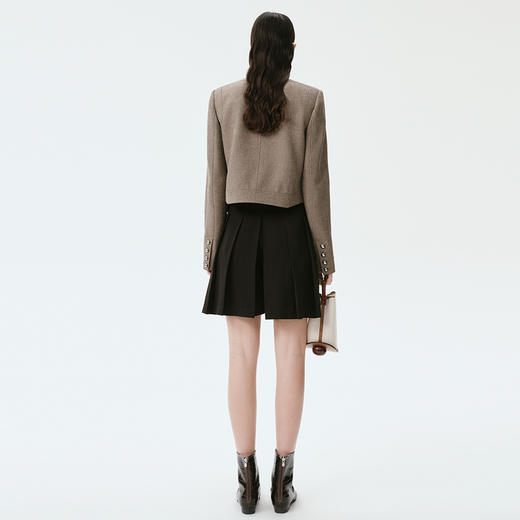 SELFWHO 黑色百褶裙裤女2024早春新款小个子高腰通勤垂感阔腿短裤 商品图2