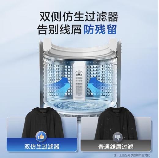 海尔洗衣机（252068）10公斤波轮全自动家用大容量直筒双动力防止缠绕洗脱一体机 【星蕴银】双动力款XQS100-M528 商品图3