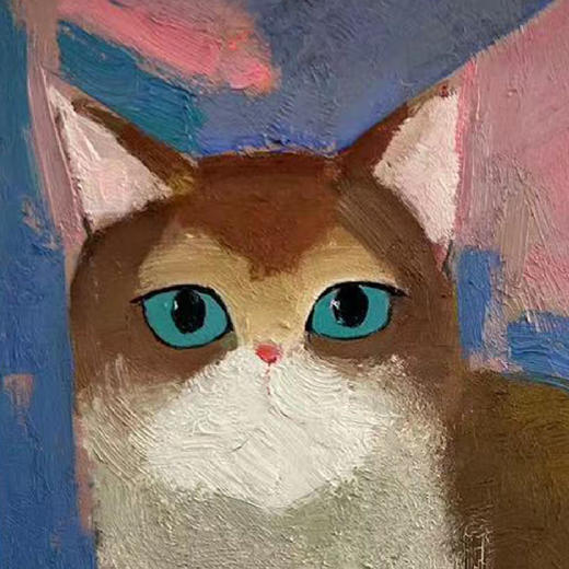 A17 孙洪敏《猫孩子》40*50CM 布面油画 手绘原作  已装框（白色木制）艺术家本人特供 仅有1张现货顺丰包邮 商品图2