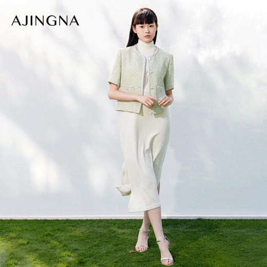 【商场同款】阿菁娜2024春夏新款短款精致小香风短袖外套A29C107007 商品图2