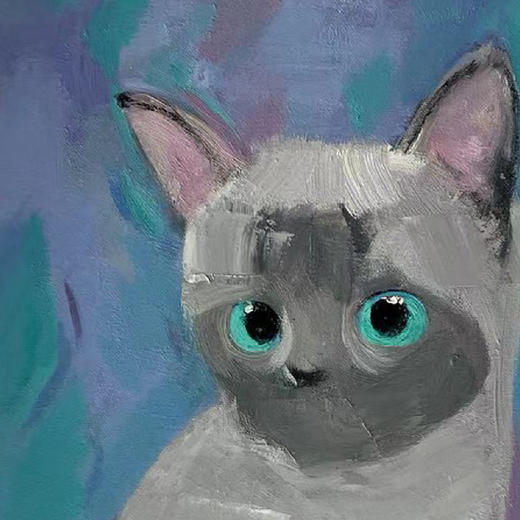 A07 孙洪敏《猫孩子》40*50CM 布面油画 手绘原作  已装框（白色木制）艺术家本人特供 仅有1张现货顺丰包邮 商品图1