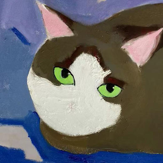 A09 孙洪敏《猫孩子》40*50CM 布面油画 手绘原作  已装框（白色木制）艺术家本人特供 仅有1张现货顺丰包邮 商品图1