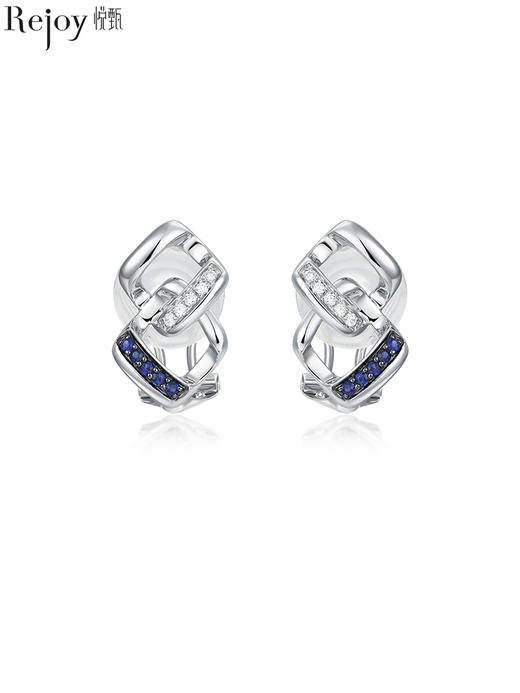 【天猫同款】【积分】悦甄  18k蓝宝石钻石耳夹  infinity 商品图0