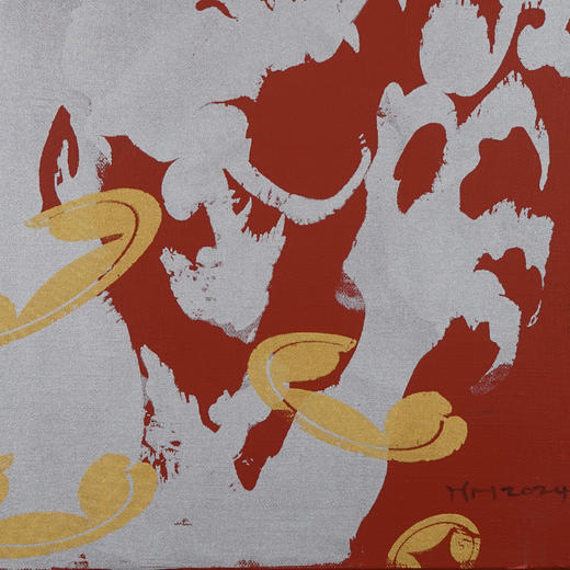 SHM184 孙洪敏《祥龙》40*40CM 布面油画 手绘原作  已装框（白色木制）艺术家本人特供 仅有1张现货顺丰包邮 商品图2