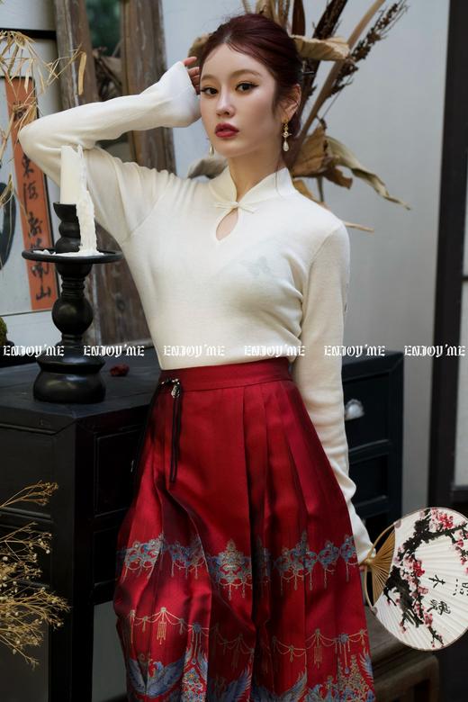 【门店同款】ENJOY春季云敛-立领盘扣针织上衣 156343801 商品图0