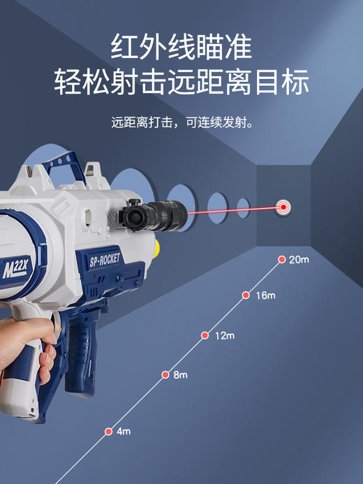【畅爽8连发，超大容量！】大号儿童声光电动软弹枪连发火箭炮红外线，仿真对战玩具枪男孩礼物，无需频繁填子弹，快速掌控战场，轻松吃鸡！ 商品图3