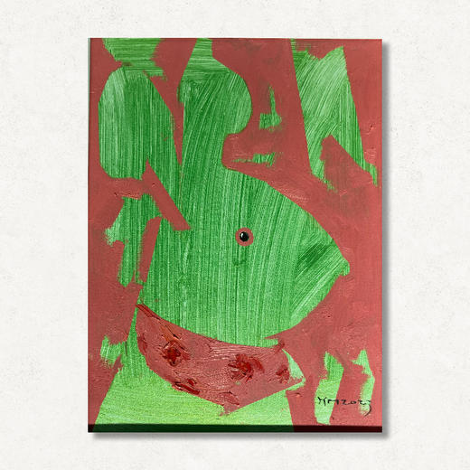 B02 孙洪敏《兔兔新曲》40*30CM 布面油画 手绘原作  已装框（白色木制）艺术家本人特供 仅有1张现货顺丰包邮 商品图0