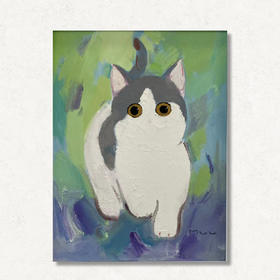 A20 孙洪敏《猫孩子》40*50CM 布面油画 手绘原作  已装框（白色木制）艺术家本人特供 仅有1张现货顺丰包邮