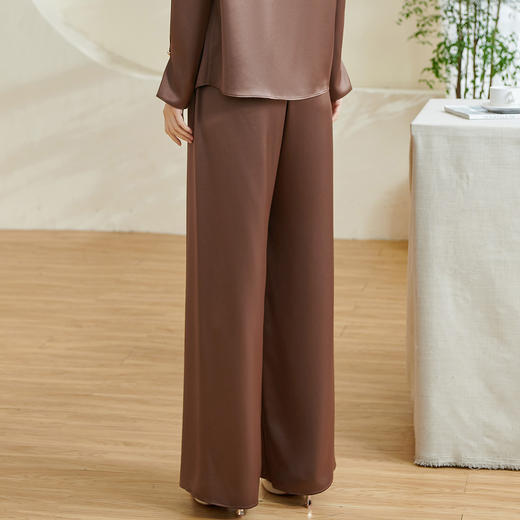 米思阳2026春季新款气质爽滑醋酸休闲裤宽松垂感直筒长裤女0518 商品图2