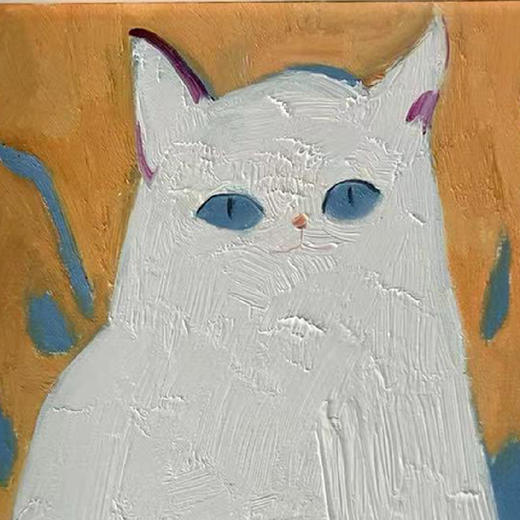 A11 孙洪敏《猫孩子》40*50CM 布面油画 手绘原作  已装框（白色木制）艺术家本人特供 仅有1张现货顺丰包邮 商品图1