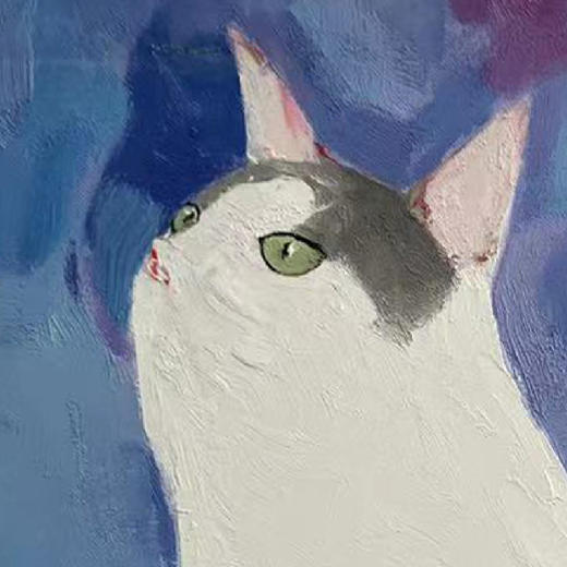 A19 孙洪敏《猫孩子》40*50CM 布面油画 手绘原作  已装框（白色木制）艺术家本人特供 仅有1张现货顺丰包邮 商品图1