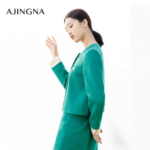 【商场同款】阿菁娜2024春夏新款圆领显瘦优雅小香风短外套A29C107055 商品图1