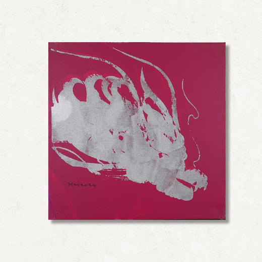 SHM107 孙洪敏《祥龙》40*40CM 布面油画 手绘原作  已装框（白色木制）艺术家本人特供 仅有1张现货顺丰包邮 商品图0