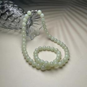 玉美人菲菲*33908和田玉圆珠约8mm项链