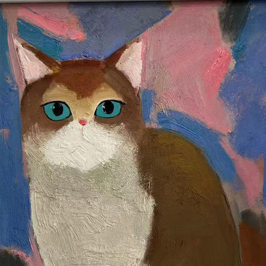 A17 孙洪敏《猫孩子》40*50CM 布面油画 手绘原作  已装框（白色木制）艺术家本人特供 仅有1张现货顺丰包邮 商品图1