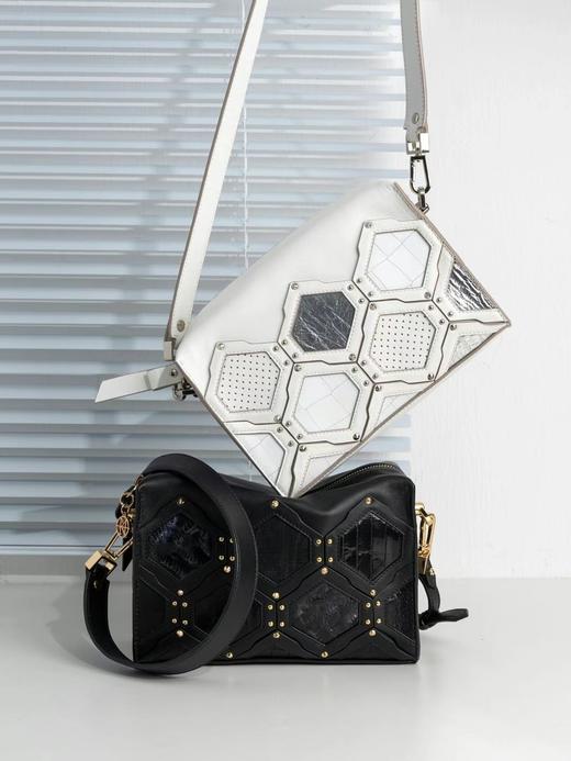 KH Design明治 拼接几何链条腋下斜挎包 商品图0