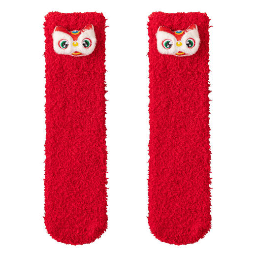 【新年珊瑚绒袜子女】冬季加厚保暖 本命年毛毛睡眠袜 圣诞新年红色礼盒 商品图4