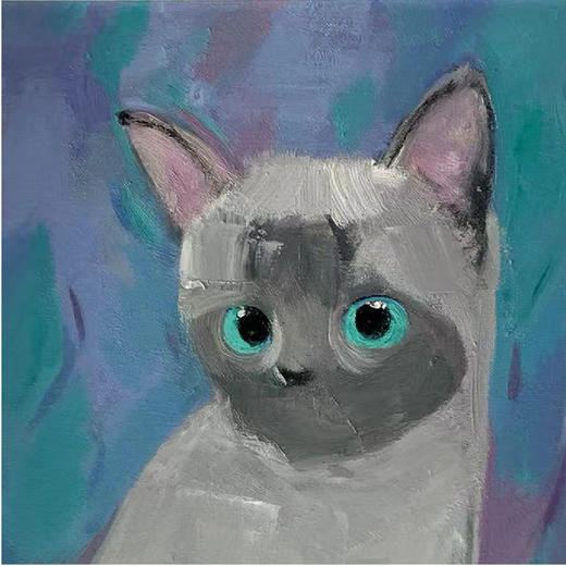 A07 孙洪敏《猫孩子》40*50CM 布面油画 手绘原作  已装框（白色木制）艺术家本人特供 仅有1张现货顺丰包邮 商品图2