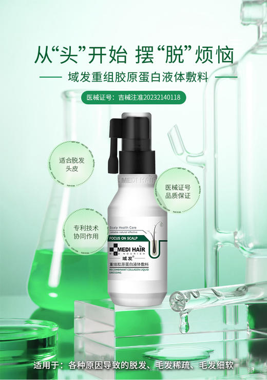 【微针疗程套组】无创纳米导入仪 +域发胶原蛋白液体敷料90ml*3瓶（赠2支一次性纳晶针头-无菌涂抹式给药器） 商品图2