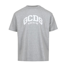 GCDS 男士棉质字母徽标印花圆领短袖T恤 灰色 A1OM2304JB991