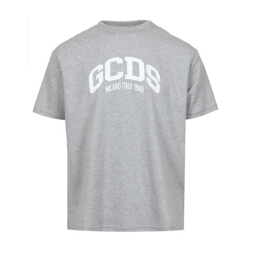 GCDS 男士棉质字母徽标印花圆领短袖T恤 灰色 A1OM2304JB991 商品图0
