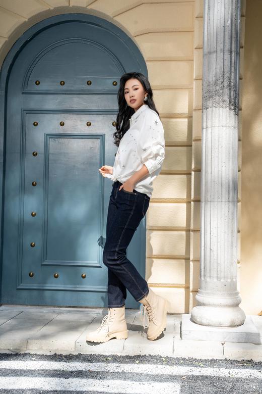 奇威2024春季新款显腿纤细百搭九分牛仔裤0AF0204859 商品图5