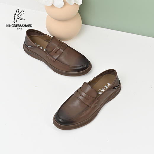 2024经典鲨春季新款男鞋时尚一脚蹬渐变漆皮皮鞋KG152-D14021 商品图3