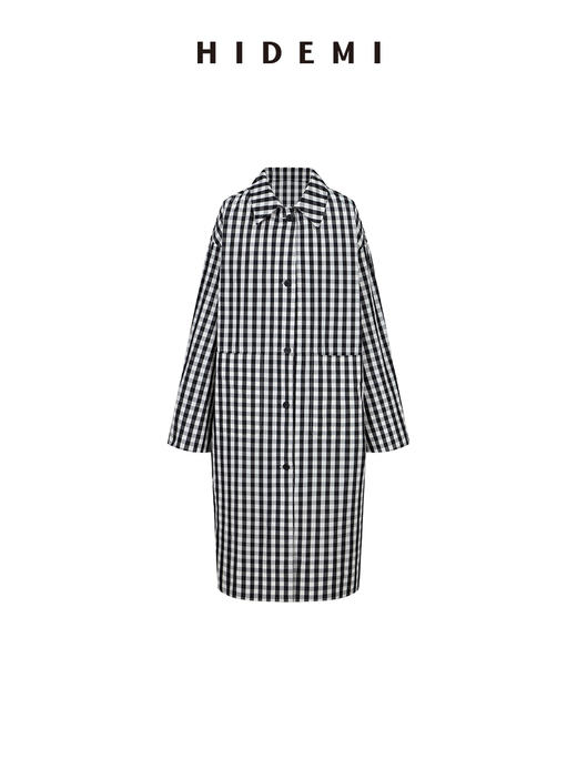 HIDEMI黑白格纹极简设计感长款风衣套装 商品图10