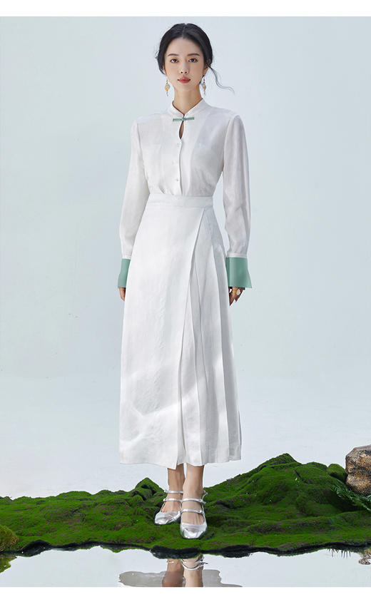 FUYAO扶摇 文艺国风白衬衫小立领刺绣上衣打底衬衫女2023早秋新款 商品图4