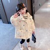 女童小熊刺绣棉衣冬装洋气外套宝宝中长款大衣儿童童装潮 商品缩略图2