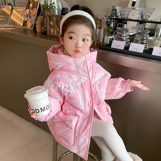韩国儿童装女童冬装爱心五星羽绒服保暖不透风外套童装潮 商品图0