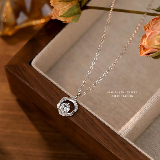 【海宸】S999银莫比乌斯环莫桑石项链【YXS-A3358】 商品图1