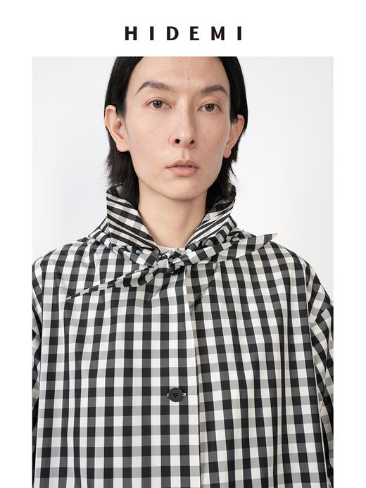 HIDEMI黑白格纹极简设计感长款风衣套装 商品图6