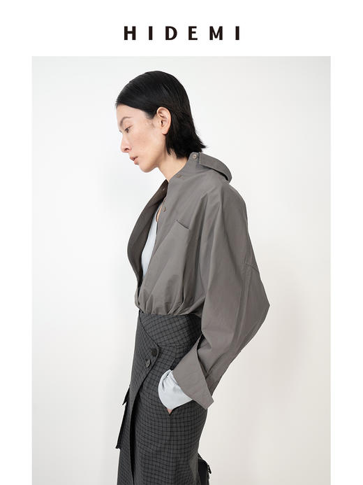 HIDEMI宽松蝙蝠袖翻领大廓形衬衫 商品图8