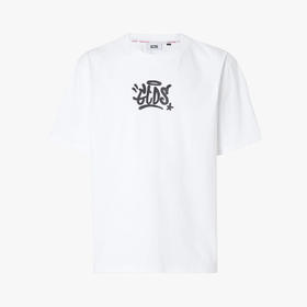 GCDS 男士涂鸦徽标印花圆领短袖T恤 白色 FW23M13012701